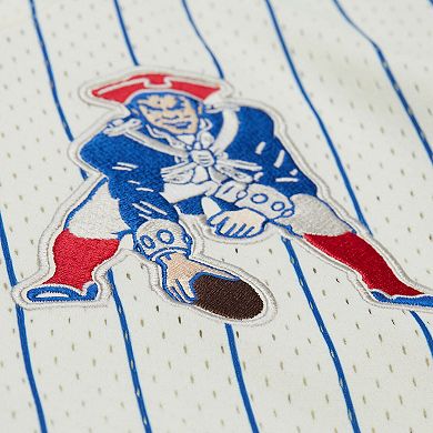 Men's�Mitchell & Ness Cream New England Patriots Final Seconds Vintage Logo Mesh Button-Up Shirt