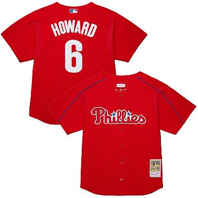 Men's Mitchell & Ness Ryan Howard Red Philadelphia Phillies Cooperstown Collection Batting Practice Jersey