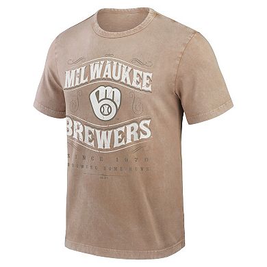 Men's Darius Rucker Collection by Fanatics Tan Milwaukee Brewers Sun Faded T-Shirt
