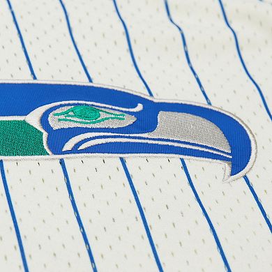 Men's Mitchell & Ness Cream Seattle Seahawks Vintage Logo Final Seconds Full-Button Mesh Top