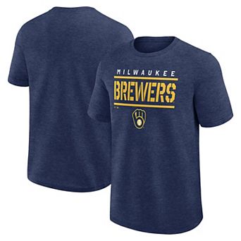 Men's Fanatics Heather Navy Milwaukee Brewers Top Notch T-Shirt