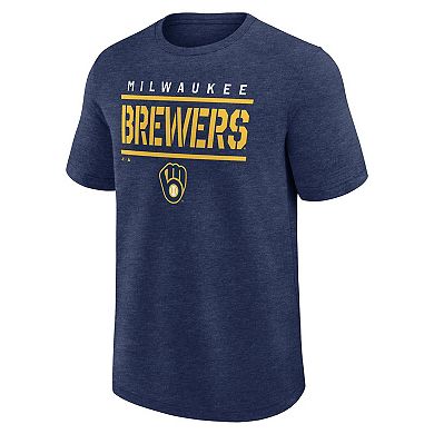 Men's Fanatics Heather Navy Milwaukee Brewers Top Notch T-Shirt
