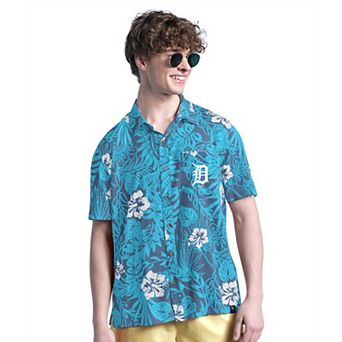 Men's Margaritaville Navy Detroit Tigers Palm Shade Party Button-Up Shirt
