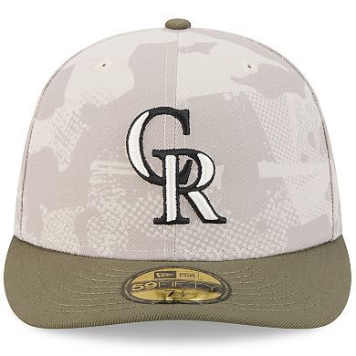Men's New Era Light Beige/Olive Colorado Rockies 2025 Armed Forces Day 59FIFTY Fitted Hat