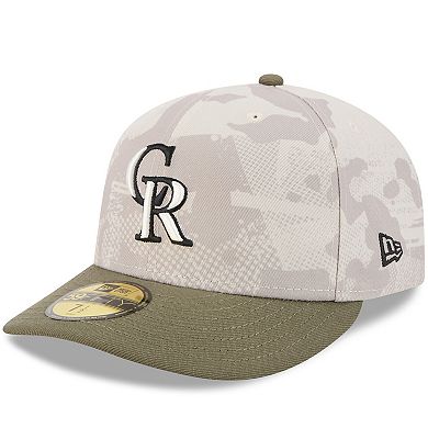 Men's New Era Light Beige/Olive Colorado Rockies 2025 Armed Forces Day 59FIFTY Fitted Hat