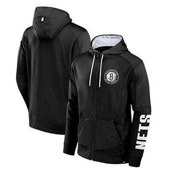 Men's Fanatics Black Brooklyn Nets Baller Defender Performance Full-Zip Hoodie