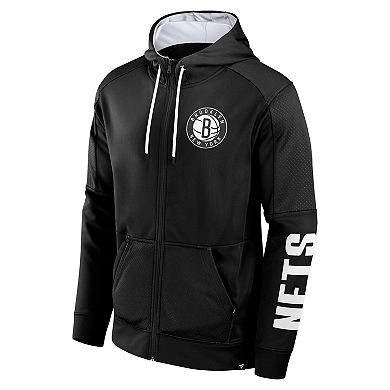 Men's Fanatics Black Brooklyn Nets Baller Defender Performance Full-Zip Hoodie