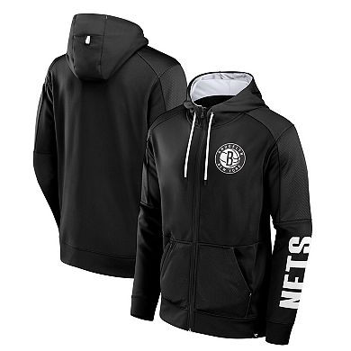 Men's Fanatics Black Brooklyn Nets Baller Defender Performance Full-Zip Hoodie