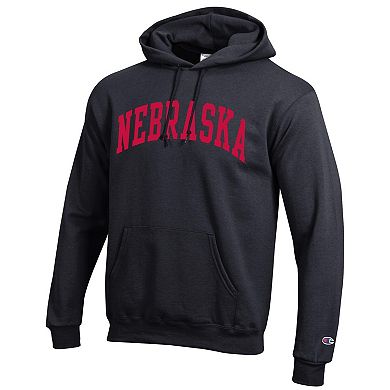 Men's Champion Black Nebraska Huskers Basic Arch Fleece Pullover Hoodie