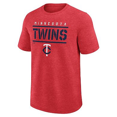 Men's Logo Athletic Heather Red Minnesota Twins Top Notch T-Shirt