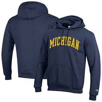 Men's Champion Navy Michigan Wolverines Basic Arch Fleece Pullover Hoodie