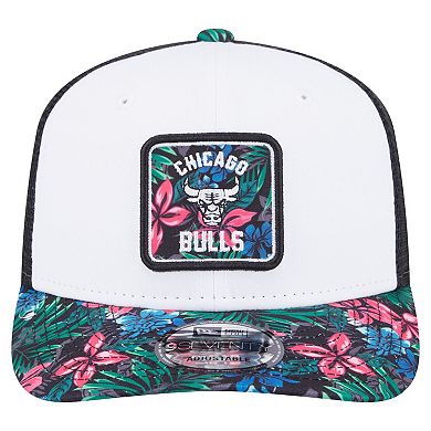 Men's New Era White Chicago Bulls Floral 9SEVENTY Adjustable Hat