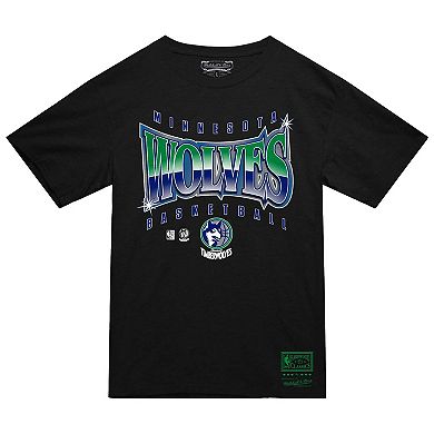 Men's Mitchell & Ness Black Minnesota Timberwolves Worldwide Collection Glow Up T-Shirt