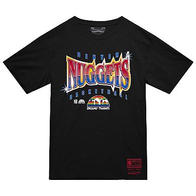 Men's Mitchell & Ness Black Denver Nuggets Worldwide Collection Glow Up T-Shirt