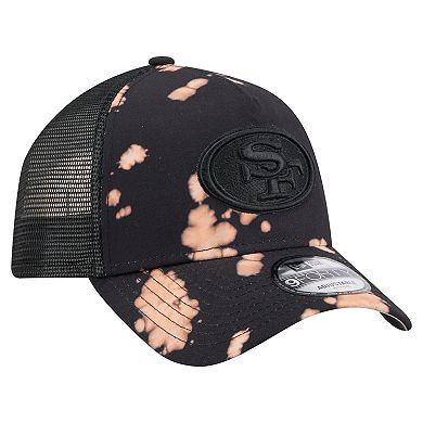Men's New Era Black San Francisco 49ers Bleached 9FORTY A-Frame Adjustable Hat