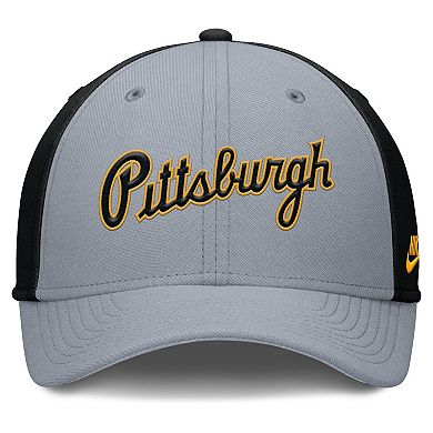 Men's Nike Gray/Black Pittsburgh Pirates Rise Swoosh Performance Flex Hat