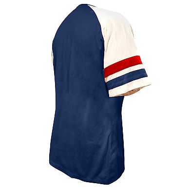 Women's Profile Navy Atlanta Braves Arched Notch Neck T-Shirt