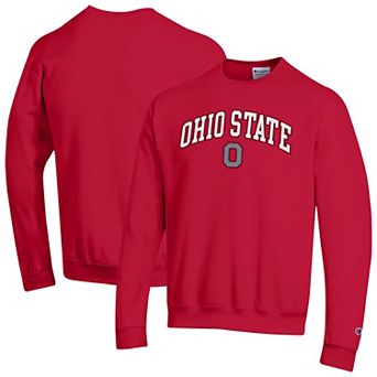 Men's Champion® Scarlet Ohio State Buckeyes Arch Over Logo Pullover Sweatshirt