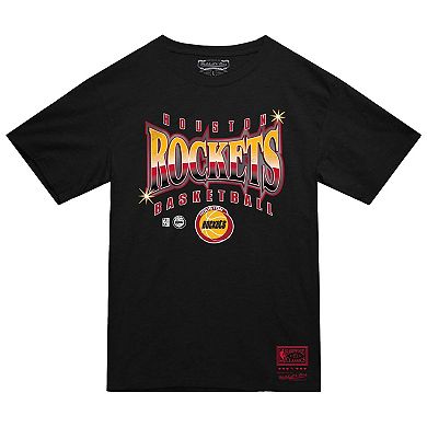 Men's Mitchell & Ness Black Houston Rockets Worldwide Collection Glow Up T-Shirt