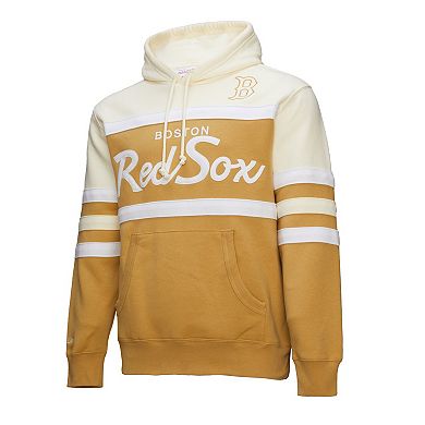 Men's Mitchell & Ness Tan/Cream Boston Red Sox Head Coach Pullover Hoodie
