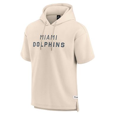 Men's Fanatics Cream Miami Dolphins Elements Future Ground Lettering Short Sleeve Pullover Hoodie