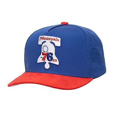 Men's Mitchell & Ness Blue/Red Philadelphia 76ers May Flowers Adjustable Hat