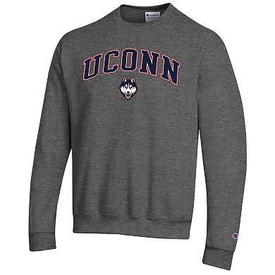 Men's Champion® Heather Charcoal UConn Huskies Arch Over Logo Pullover Sweatshirt