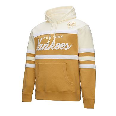 Men's Mitchell & Ness Tan/Cream New York Yankees Head Coach Pullover Hoodie