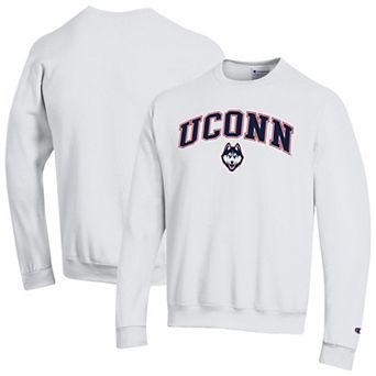 Men's Champion® White UConn Huskies Arch Over Logo Pullover Sweatshirt