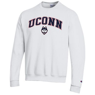 Men's Champion® White UConn Huskies Arch Over Logo Pullover Sweatshirt