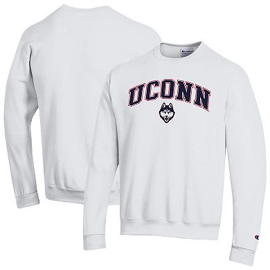 Men's Champion® White UConn Huskies Arch Over Logo Pullover Sweatshirt