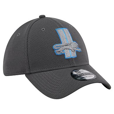 Men's New Era Graphite Detroit Lions Throwback Logo Main 39THIRTY Flex Hat