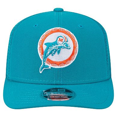 Men's New Era Aqua Miami Dolphins Main Trucker 9SEVENTY Stretch-Snap Hat