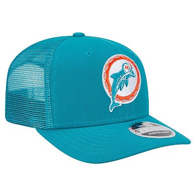 Men's New Era Aqua Miami Dolphins Main Trucker 9SEVENTY Stretch-Snap Hat