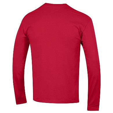 Men's Champion® Red Wisconsin Badgers Arch Over Logo Long Sleeve T-Shirt