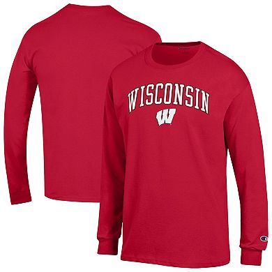 Men's Champion® Red Wisconsin Badgers Arch Over Logo Long Sleeve T-Shirt