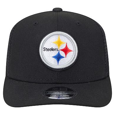 Men's New Era Black Pittsburgh Steelers Main Trucker 9SEVENTY Stretch-Snap Hat