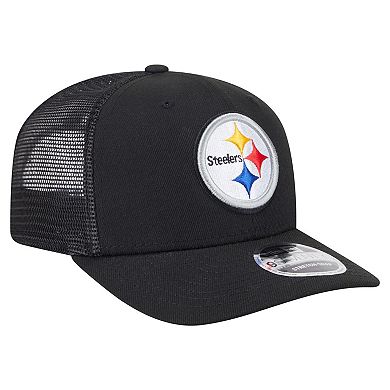 Men's New Era Black Pittsburgh Steelers Main Trucker 9SEVENTY Stretch-Snap Hat