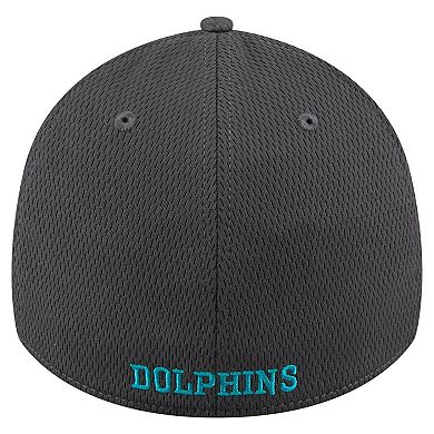 Men's New Era Graphite Miami Dolphins Throwback Logo Main 39THIRTY Flex Hat
