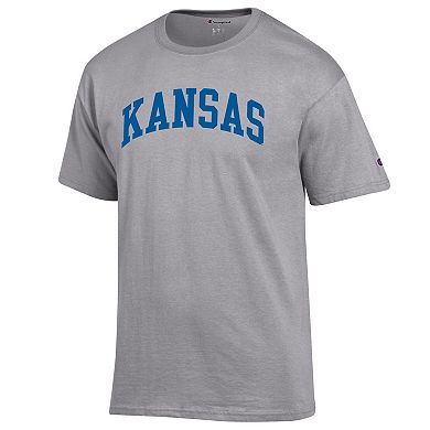 Men's Champion Heather Gray Kansas Jayhawks Basic Arch T-Shirt