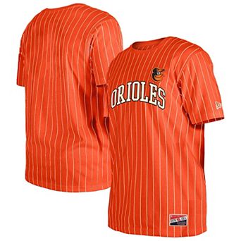 Men's New Era Orange Baltimore Orioles Throwback Pinstripe T-Shirt