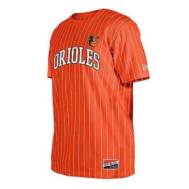 Men's New Era Orange Baltimore Orioles Throwback Pinstripe T-Shirt