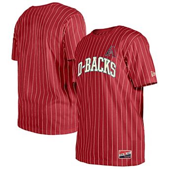 Men's New Era Red Arizona Diamondbacks Throwback Pinstripe T-Shirt