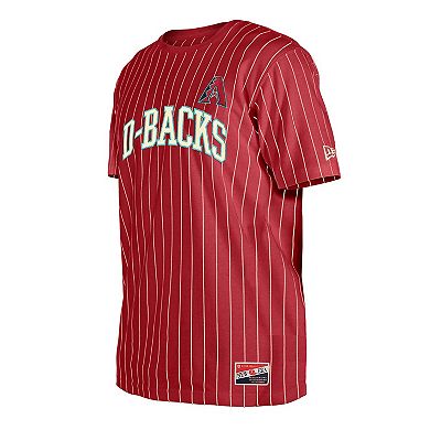 Men's New Era Red Arizona Diamondbacks Throwback Pinstripe T-Shirt