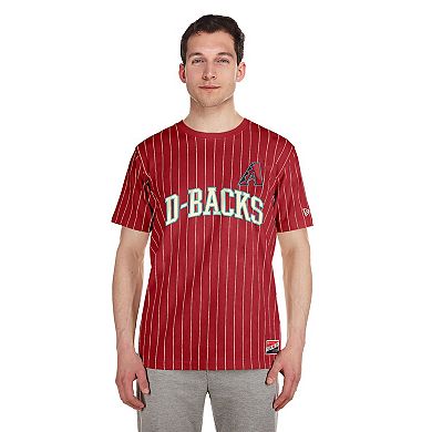 Men's New Era Red Arizona Diamondbacks Throwback Pinstripe T-Shirt