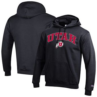 Men's Champion® Black Utah Utes Arch Over Logo Pullover Hoodie