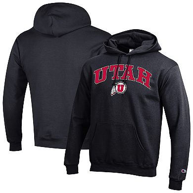 Men's Champion® Black Utah Utes Arch Over Logo Pullover Hoodie