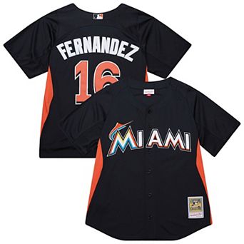 Men's�Mitchell & Ness Jose Fernandez Black Miami Marlins Authentic Batting Practice Jersey