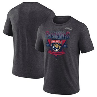 Men's Fanatics Heather Charcoal Florida Panthers 2025 Stanley Cup Playoffs Crossbar Tri-Blend T-Shirt