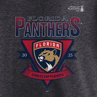 Men's Fanatics Heather Charcoal Florida Panthers 2025 Stanley Cup Playoffs Crossbar Tri-Blend T-Shirt